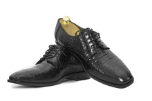 Load image into Gallery viewer, Elegant Handmade Men&#39;s Black Alligator Textured Leather Shoes, Men Dress Formal Lace Up Office Shoes
