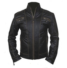 Load image into Gallery viewer, New Men&#39;s Black Rub Off Front Zipper Original Leather Jacket, Black Leather Jacket - theleathersouq