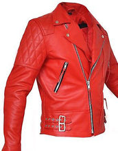 Load image into Gallery viewer, New Women red biker Leather Jacket, stylish women leather jacket - theleathersouq