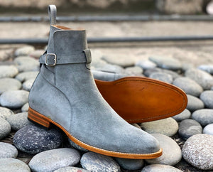 Awesome Handmade Men's Gray Suede Jodhpur Boots, Men Fashion Dress Ankle Boots