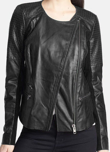 Stylish New Women's Black Leather Jacket, Black Leather Jacket For women - theleathersouq