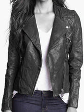 Load image into Gallery viewer, Stylish Women&#39;s Black Leather Jacket, Women Biker Fashion Leather Jacket - theleathersouq