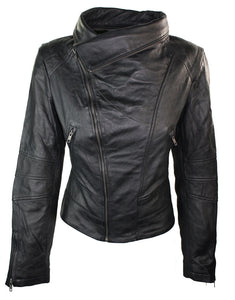 Stylish Brand New Women's Fashion Motorcycle Cow Leather Slim fit Jacket - theleathersouq