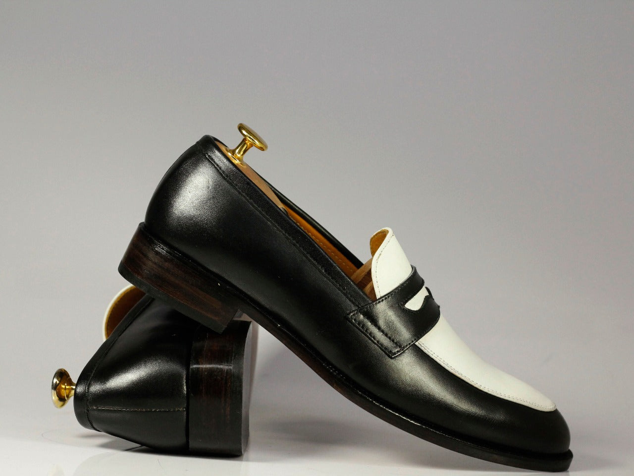 Penny Loafer College black shoes in leather for men