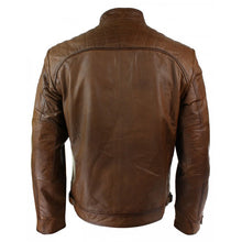Load image into Gallery viewer, New Men’s Retro Style Zipped Biker Jacket, Real Leather Soft Brown Casual Men Jacket - theleathersouq