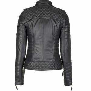 New Genuine Lambskin Leather Slim fit Ladies Jacket, Motorcycle Biker Jacket For Women - theleathersouq