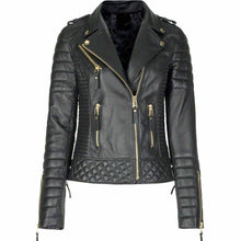 Load image into Gallery viewer, New Genuine Lambskin Leather Slim fit Ladies Jacket, Motorcycle Biker Jacket For Women - theleathersouq