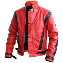 Load image into Gallery viewer, Men&#39;s Stylish Red &amp; Black Leather Jacket, Men&#39;s Fashion Biker Jacket - theleathersouq