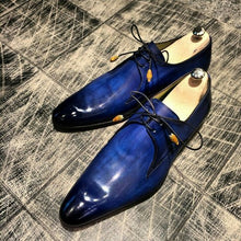 Load image into Gallery viewer, Stylish Men&#39;s Handmade leather lace up dress shoes, Unique design custom shoes for men - theleathersouq