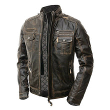 Load image into Gallery viewer, Cafe Racer Vintage Men&#39;s Distressed Biker Brown Jacket - theleathersouq