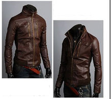 Load image into Gallery viewer, New Men&#39;s Leather Jackets, Korean Style Casual Slim Fit Biker leather Jacket For Men - theleathersouq