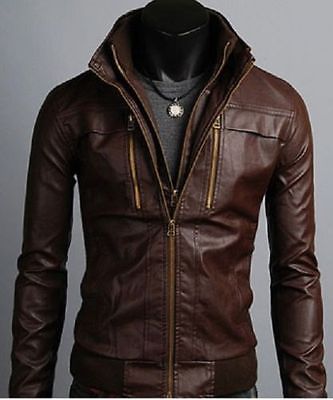 Mens Slim Fit Leather Jackets Men Brown Leather Jacket Leather Jacket 