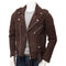 Stylish Handmade Men’s Brown Suede Biker Motorcycle Fashion Belted Jacket - theleathersouq