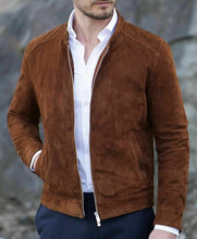 Load image into Gallery viewer, Men&#39;s Fashion brown Suede biker Jacket, Casual Suede Jacket For Men - theleathersouq